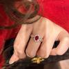 Vintage Vintage Court Style Luxury Ruby Engagement Ring Inlaid Zircon Simple Red Rings for Women Fine Zircon Gift