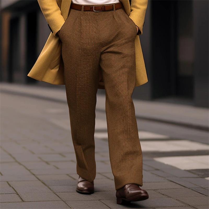 Men's Solid Color Simple Basic Casual Trendy Business Daily Knitted Suit Trousers Four Seasons New Fashion Male Clothes Pants