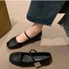 Square Head Flat Bottom Mary Jane Shoes Spring New One-word Buckle Shoes Women's Versatile Casual Shoes