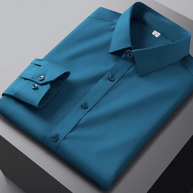 Men's Long Sleeve Solid Color Casual Fashionable Shirt Non-Ironing Wrinkle Resistant Business Top