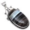 Pendant Grey Botswana Agate Gemstone Mother's Day Gift Silver Jewelry 2.25"