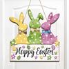 Yousheng Easter Welcome Door Sign Gnome Bunny Flower Egg Door Hanging Sign Front Door Hanger Wooden Spring Holiday Decorative Wall Plaque
