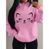Simple Word Cat Smile Pattern Women Hoodies Fashion Casual Streetwear Personality Hoodie Trendy Fleece Pulloverar