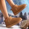 Large Size Short Snow Boots Women's Autumn and Winter New Round Head Piled Thickened Warm Casual Flat Cotton Shoes