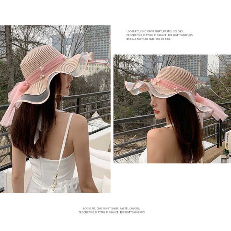 Straw Hat Women's Seaside Beach Hat Summer Temperament All-match Fashion Sun Hat Sunscreen Anti-ultraviolet Sun Hat