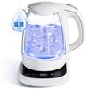HAGOOGI Electric Kettle Glass Upgraded Comes with LED Temperature Heat Retention Burn Power Dry Boiling Water Milk Black New PSE White 1.0L [Latest