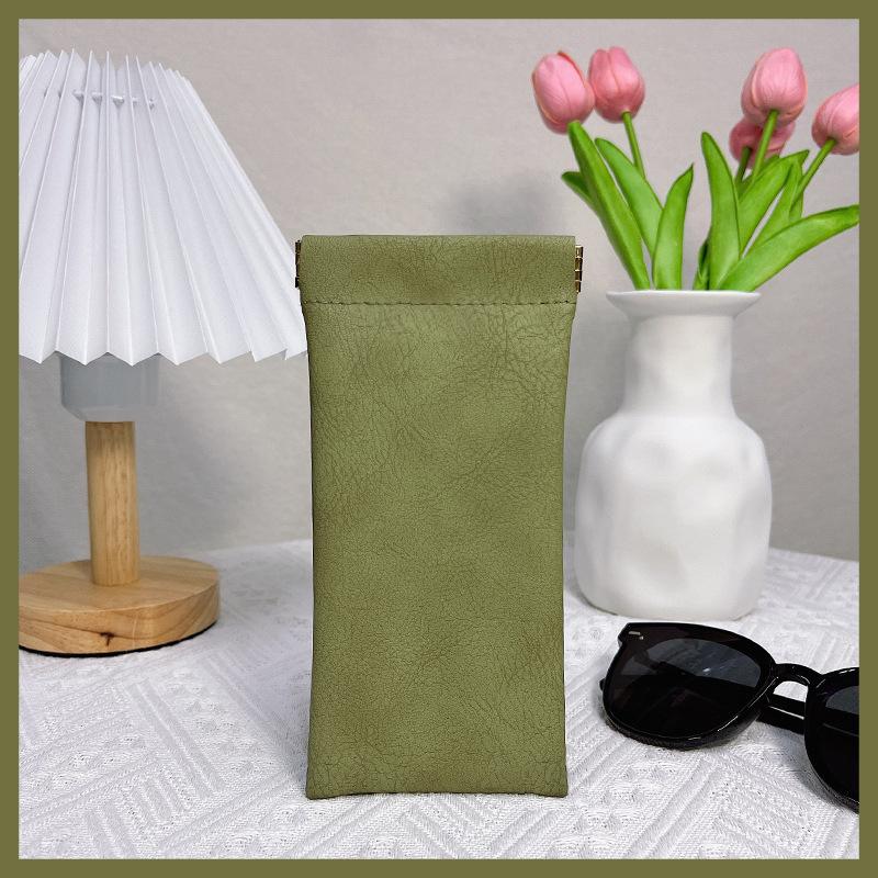 Portable Sunglasses Storage Bag Glasses Pouch Automatic Closing Storage Bag PU Leather Anti-pressure Glasses Organizer Cover