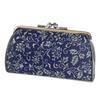 Indenya Inden Wallet 340 Parent and Child Clasp Coin Purse 1501 Navy Blue Deerskin X Gray Lacquer Flower Arabesque Pattern Height X Width X Thickness