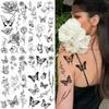 Sketch Flower Tattoo Stick Sketch Tattoo Sticker Rose Flower Black and White Flower