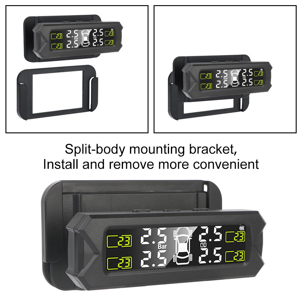 Solar Power Car TPMS Auto Security Alarm Tyre Pressure Sensor Temperature Warning Tire Pressure Monitoring System Save Fuel