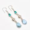 Republic Larimar, Blue Topaz Gemstone 925 Silver Plated Earring 2.27"