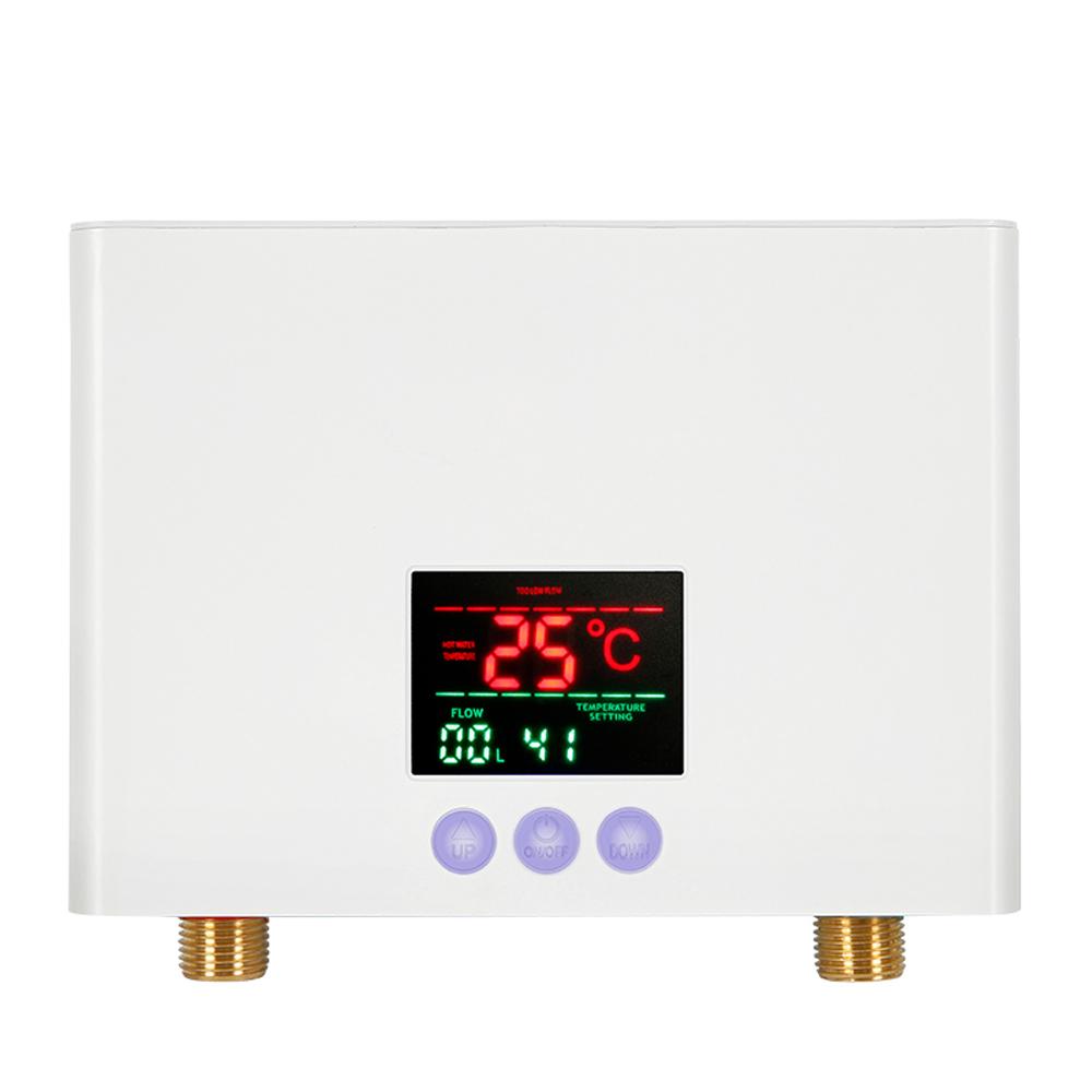 Instant Water Heater 3KW Mini Electric Tankless Water Heater Wall-Mounted with LED Display 3-Level KTY