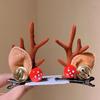 1 Pair Kids Reindeer Antler Hair Clips Soft Plush Christmas Hairpin for Baby Girl Toddler Cute Photo Prop Party Hair Accessory