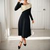 2025 New Autumn and Winter Fashionable and Versatile Elegant Mid-length Skirt Long-sleeved Dress for Women