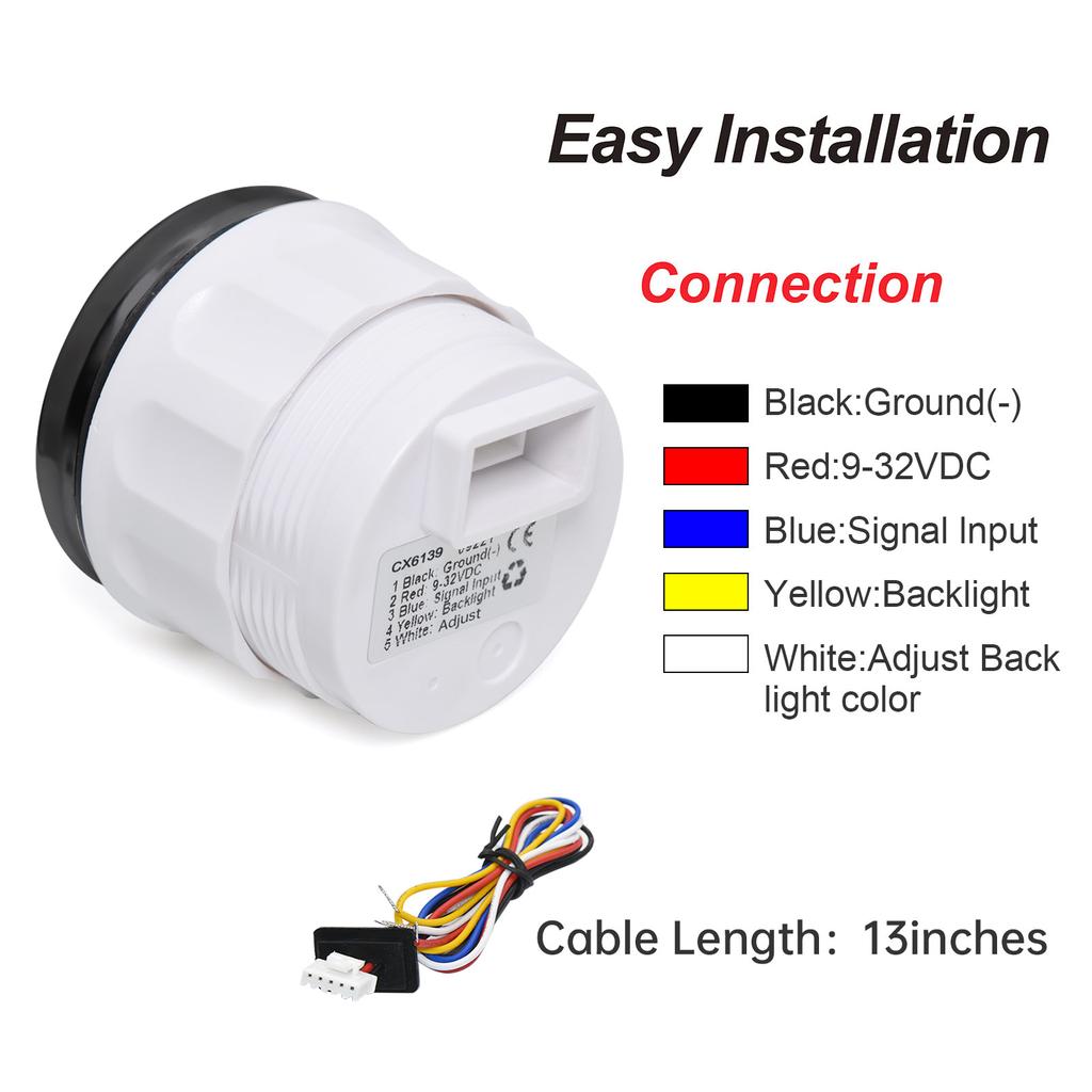 2" 52mm Water Level Gauge with Alarm 0-190 OHM Water Level Meter Indicator 240-33 OHM for Auto Car Boat Yacht Marine 12V 24V DC