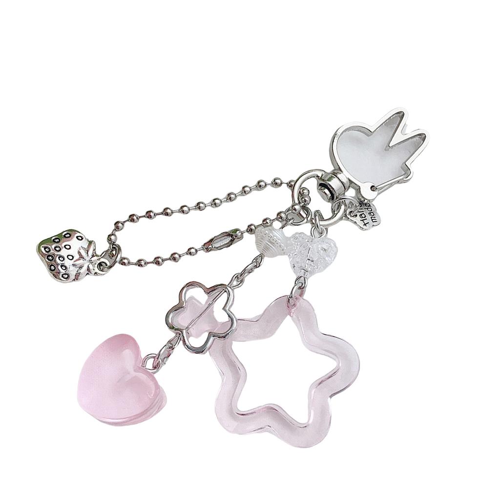 Handmade Five Pointed Star Keychain Durable Acrylic Alloy Bag Charm Accessory Lightweight Portable Keyring Decor