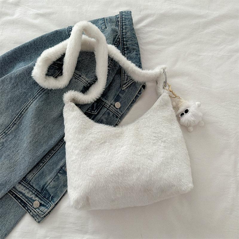 Niche Plush Tote Bag Winter New Style Bag Women's Fashionable Simple Crossbody Bag Casual Commuter Shoulder Bag