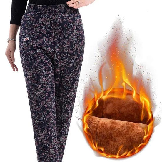 WTEMPO Women's Winter Cotton Pants Plush Thickened High Waist Warm Pants Female Winter Large Size Loose Casual Cotton-padded Trousers