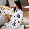 Women Long Sleeve Pajamas Sets Cotton Sleepwear Spring Autumn Pullover Nightwear Plus Size Winter Casual Simple Home Wear Cartoon Cute Pyjamas Suit