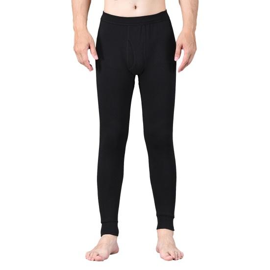 Men Winter Long Johns Great Elasticity Soft Pure Color High Waist Thick Warm Open Crotch Slim Fit Skinny Casual Plus Size Ankle Banded Length
