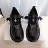 Fashion Metal Chain Chunky Platform Pumps Women 2024 Spring Thick Bottom Patent Leather Loafers Woman Lace Up Black Jk Gothic Shoes
