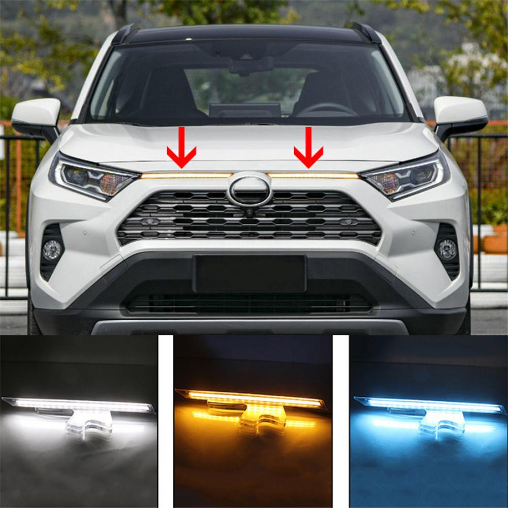 Front Led Running Lights With Three Colors For Toyota Rav42019-2020 Drl Turn Signal