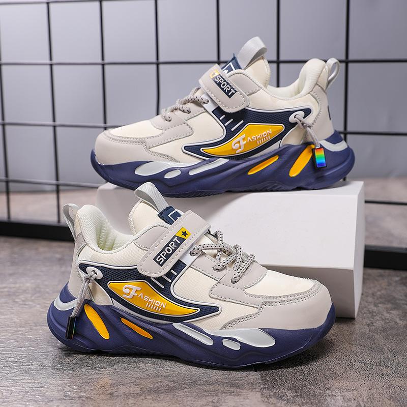 Classmate Boy 2025 New Autumn and Winter Waterproof Leather Surface Medium and Large Children's Sports Shoes Platform Casual Dad Shoes