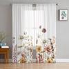 Thanksgiving Autumn Wild Flowers Voile Curtains For Bedroom Tulle Window Curtain For Living Room Sheer Curtains Blinds Drapes