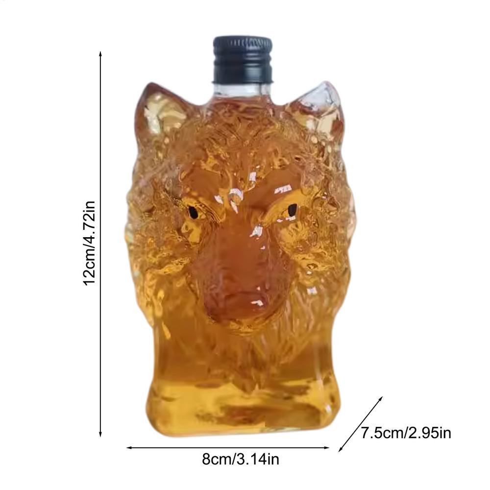 Funny Wolf Crested Whiskey Bottle Engraved Vintage Wolf Themed Whiskey Decanter Liquor Bottle Unique Bar Gift for Men