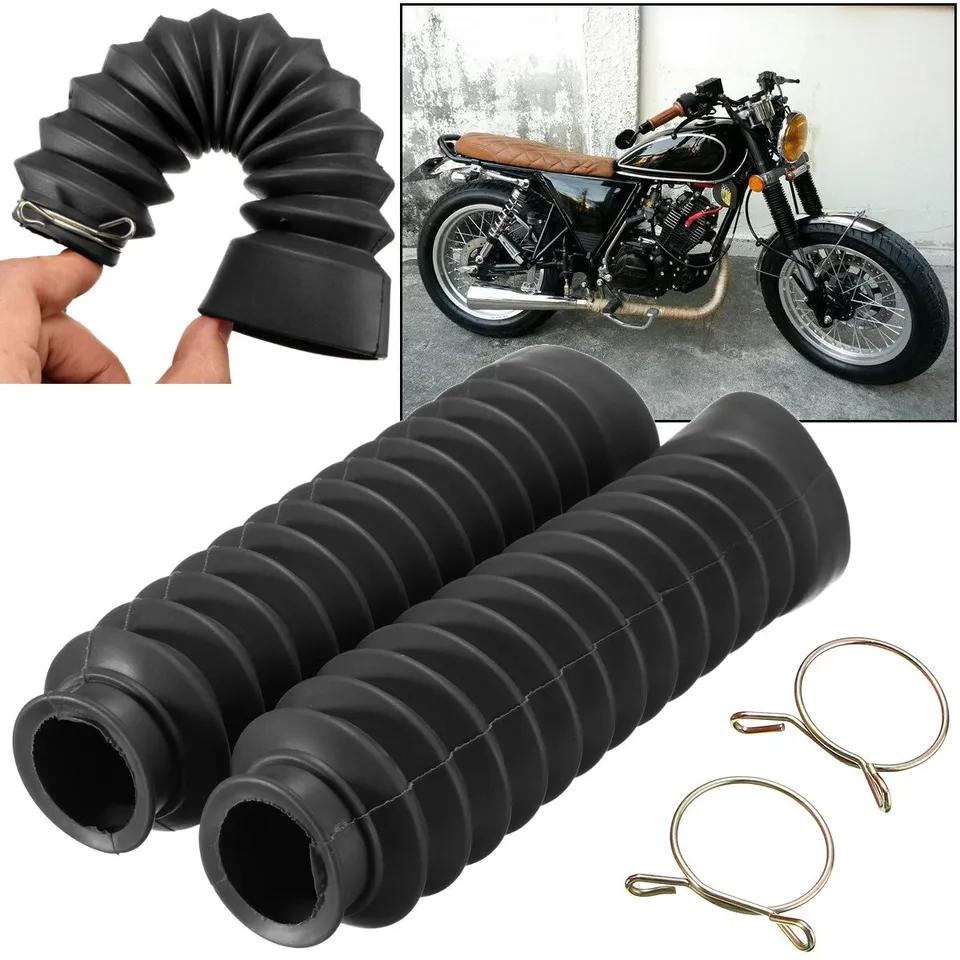 2PCS Motorcycle Rubber Front Fork Dust Cover Gaiters Gators Boots Universal UK