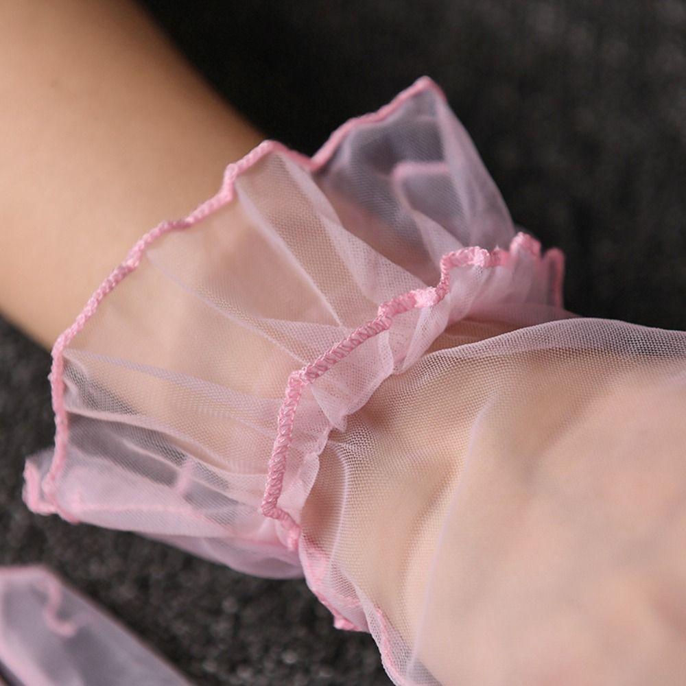 Ultra Thin Gauze Lace Gloves Short Wedding Mesh Gloves Elastic Women Tulle Gloves Ladies