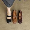 Fashion New Spring/autumn Genuine Leather Women Shoes Round Toe Mary Jane Shoes for Women Fashion Retro Bow Low Heel Flat Women Pumps