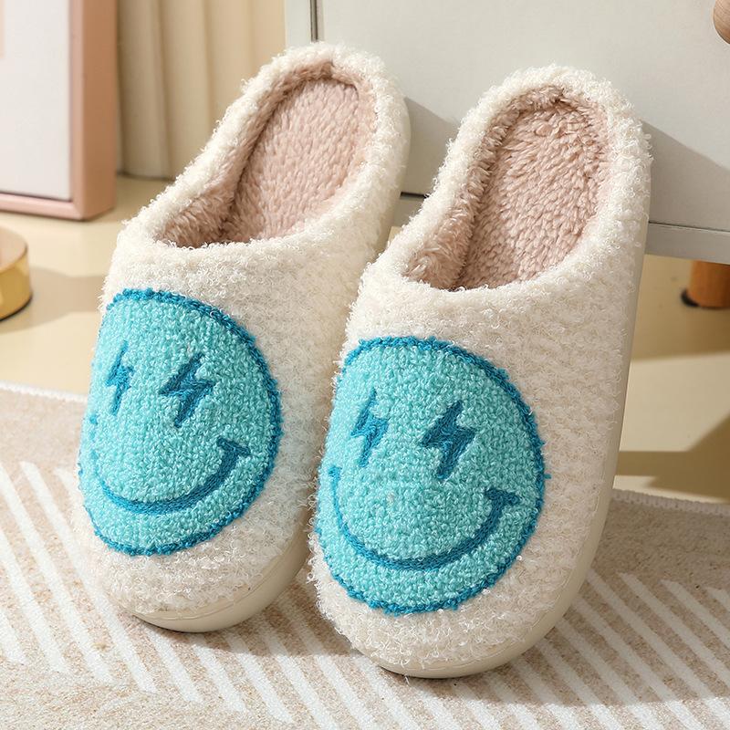 Smiling Face Couple Slippers New 2024 Winter Indoor Household Floor Anti Slip Warm Cotton Shoes Fashion Casual Shoes Comfortable