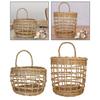 Woven Hanging Basket Holder with Handle Hanging Wall Basket Handmade Rattan Basket for Potato Pantry Onion Cabinet Garlic