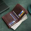 Men's Genuine Leather Trifold Wallet - Large Capacity Retro Crazy Horse Leather Clutch