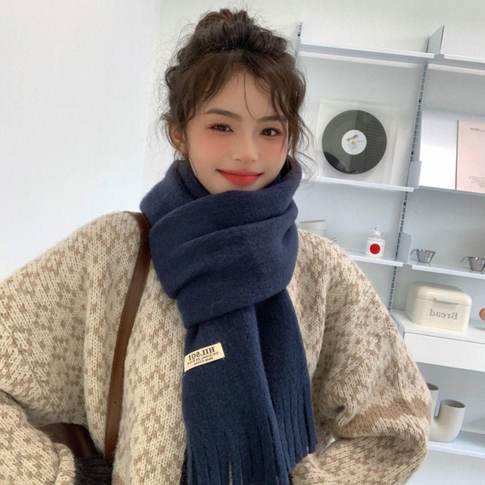 Warm Winter Cashmere Scarf Solid Color Shawl Wrap Fashion Long Tassel Scarves Women
