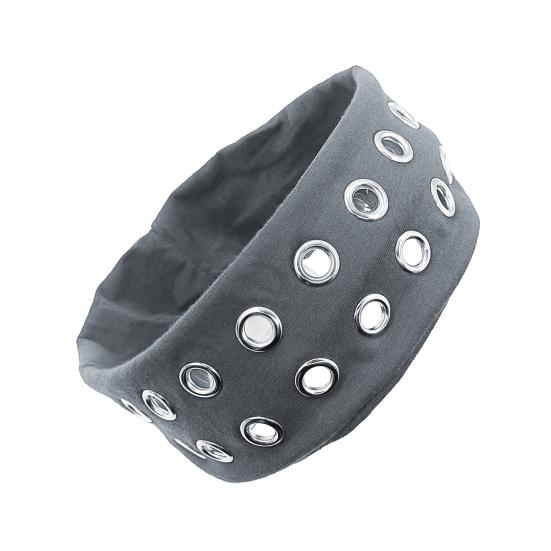 Headband Punk Style Rock Air-eye Decor Hair Band Elastic Fabric Eyelets Punk Headwrap Hair Accessory