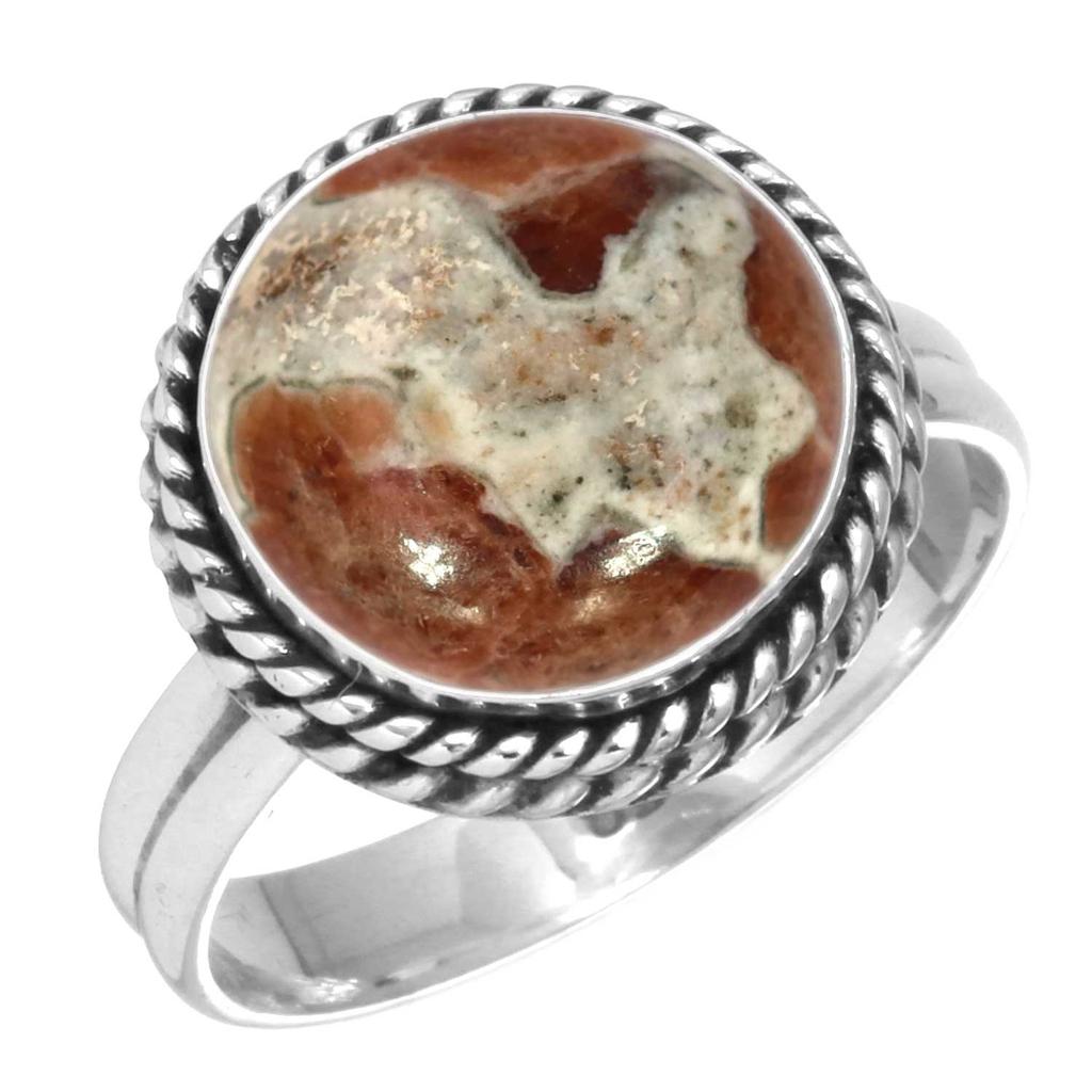 925 Sterling Silver Ring Women Gemstone Handmade Jewelry Birthday Gift Dragon Blood Jasper Garnet In Limestone Kiwi Quartz Statement