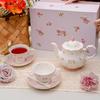 Ceramic Teapot Set Pink Rose Coffee Cup Saucer Espresso Cups Teacup Kitchen Drinkware Coffee Mug Party Presents Birthday Gift