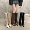 Women Pointed Toe Fashion Mid-calf Boots 2025 Spring Summer New Not Knee Flip Large Size Boots