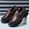 Platform Summer Leather Men Formal Shoes Luxury Brand 2024 Men's Loafers Dress Moccasins Breathable Slip On Black Driving Shoes