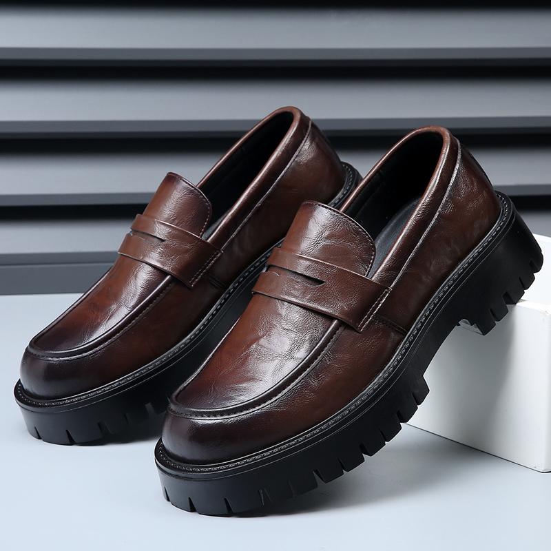 Platform Summer Leather Men Formal Shoes Luxury Brand 2024 Men's Loafers Dress Moccasins Breathable Slip On Black Driving Shoes