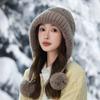 Autumn and Winter Hat Female Sweet Cute Hairball Plush Rabbit Hair Warm Hat Fashion Ear Protection Wool Hat