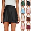 Women's Solid Color Skirt High Waist Fashion Tie Skirt Chiffon Satin Wrap Skirt