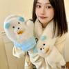 Eat Fish Bear Earmuff Scarf Hanging Rope Plush Scarf Glove Set Winter Plush Earflap Skiing