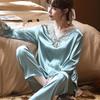 Spring and Autumn Ice Silk Long-sleeved Thin Women's Pajamas Sexy Korean Style Cute Spring and Summer Plus Size Two-piece Suit