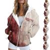 Women's Casual Halloween Print Long Sleeve Sweatshirt Pocket Jacket Zipper Hoodie Coat