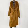 OFTBUY 2024 Autumn Winter Fashion Style Detachable Fox Fur Collar Splicing 100% Wool Coat Women Double-sided Woolen Coat Casual