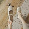 Fairy Single Shoes Female Mary Jane Shoes Light Mouth Square Head Evening Shoes Gentle Wind Low Heel Thick Heel