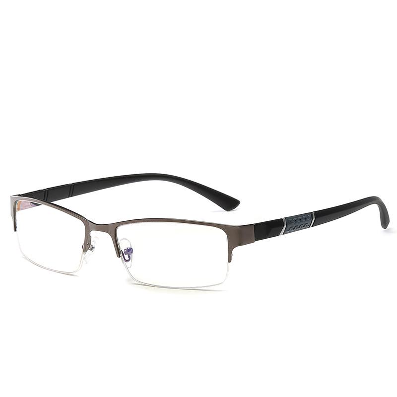 Men's Retro Half-Frame Anti-Blue Light Myopia Glasses - Small Square Eyebrow Design for Internet Celebrities and Gentlemen